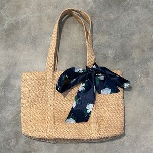 Draper James Straw Bag with Floral Scarf